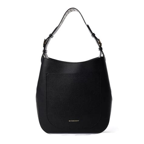 BURBERRY Soft Grainy Calfskin Small Elmstone Hobo Black 